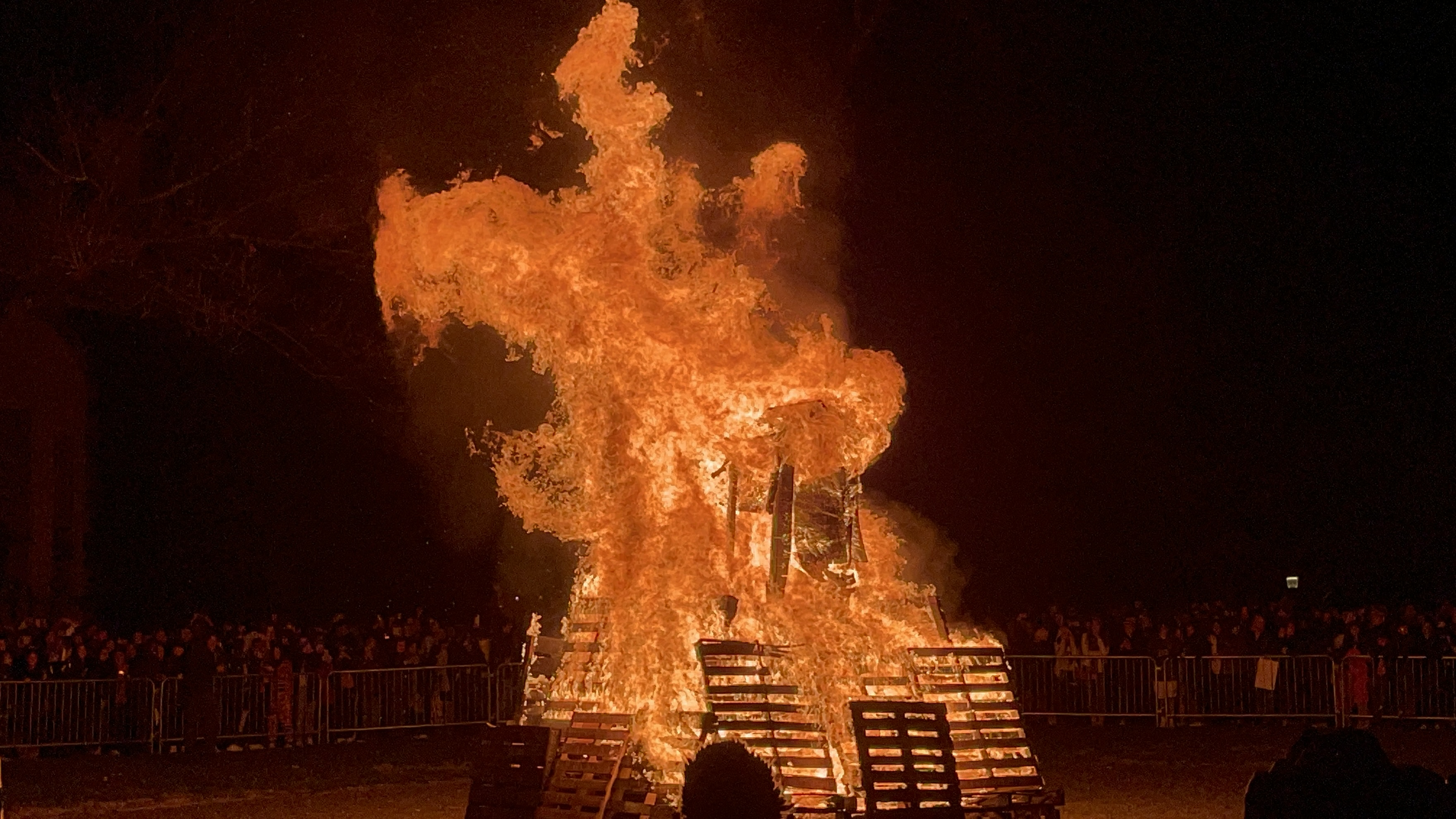 A bonfire celebrating the win of the Princeton Football team against the Yale Bulldogs